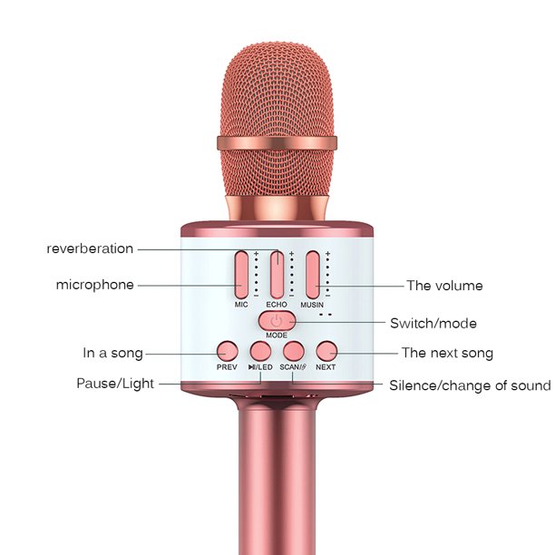 Karaoke Wireless Microphone With LED - Rose Gold