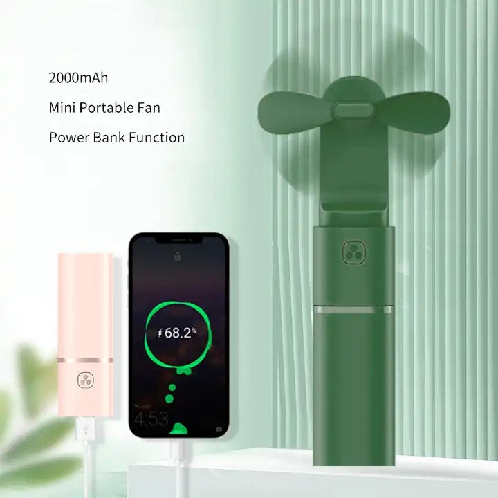 Mini Fan with Power Bank - Green
